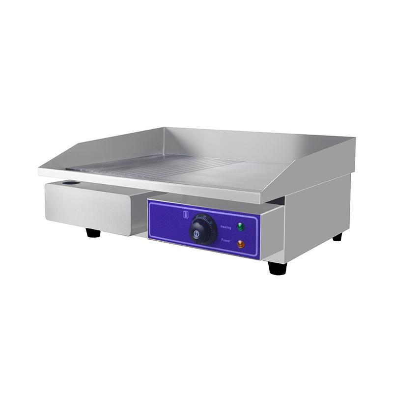 Half Smooth Half Groove Plate Pattern Stainless Steel Commercial Kitchen Countertop Electric Griddle