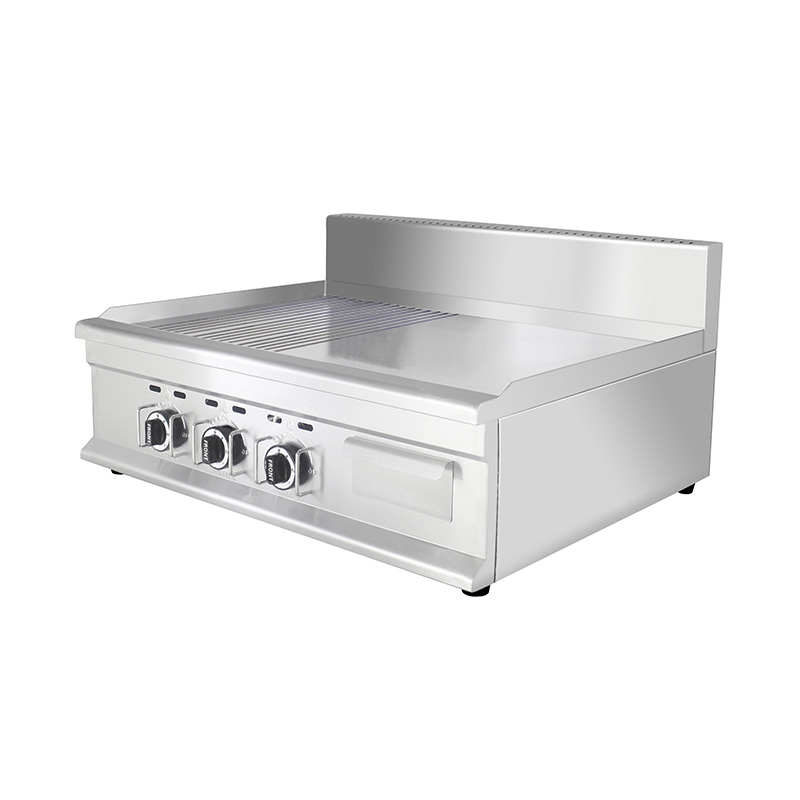 Half Smooth Half Groove Plate Pattern Stainless Steel Natural Gas/LPG Commercial Griddle