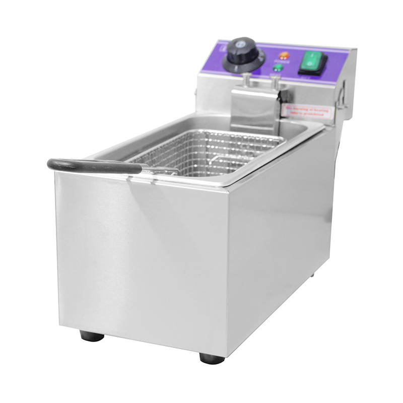 Blue Panel Stainless Steel Electric Commercial Countertop Deep Fryer with Single Basket