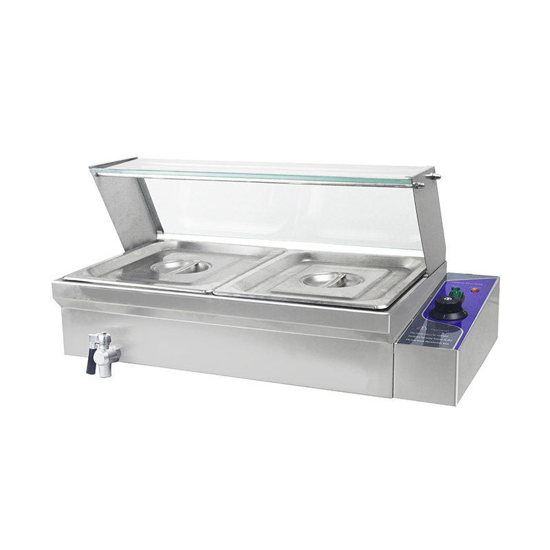 Stainless Steel Commercial Electric Bain Marie Machine With Tempered Glass Sneeze Guard