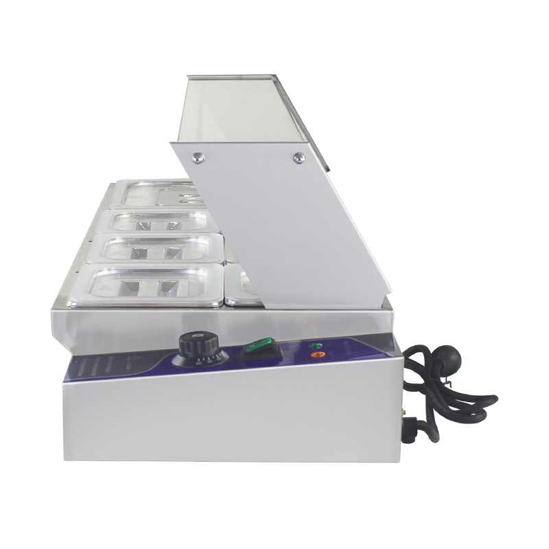 Stainless Steel Commercial Electric Bain Marie Machine With Tempered Glass Sneeze Guard