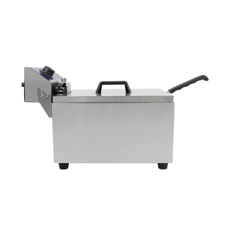 Blue Panel Stainless Steel Electric Commercial Countertop Deep Fryer with Single Basket