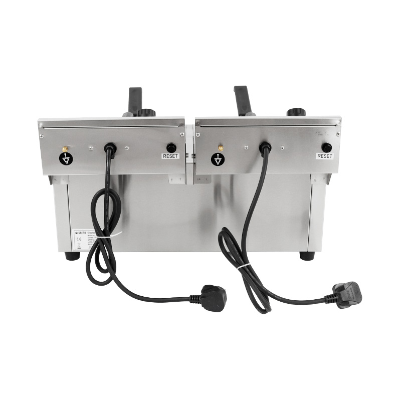 Blue Panel Stainless Steel Electric Commercial Countertop Deep Fryer with Double Basket