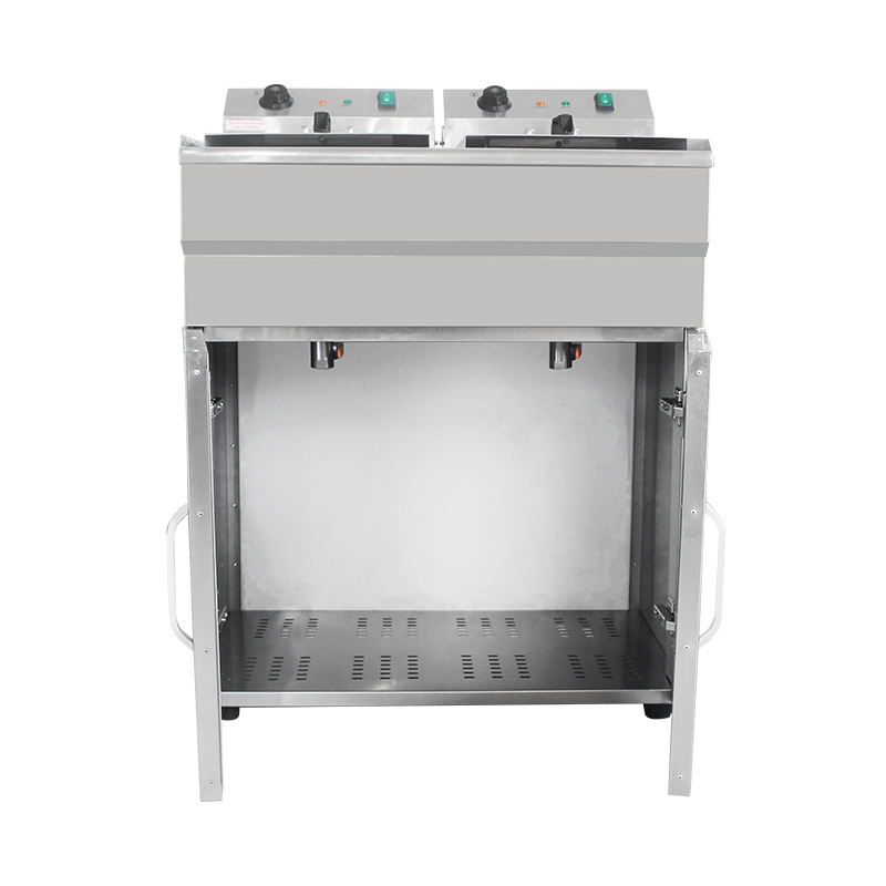 Stainless Steel Electric Commercial Standing Deep Fryer With Cabinet
