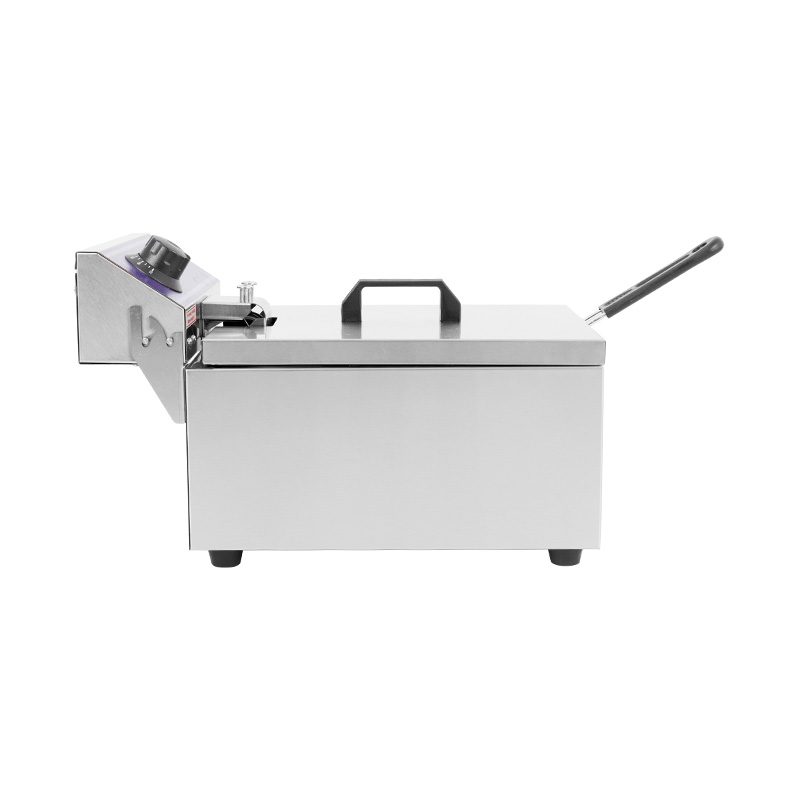 Blue Panel Stainless Steel Electric Commercial Countertop Deep Fryer with Single Basket
