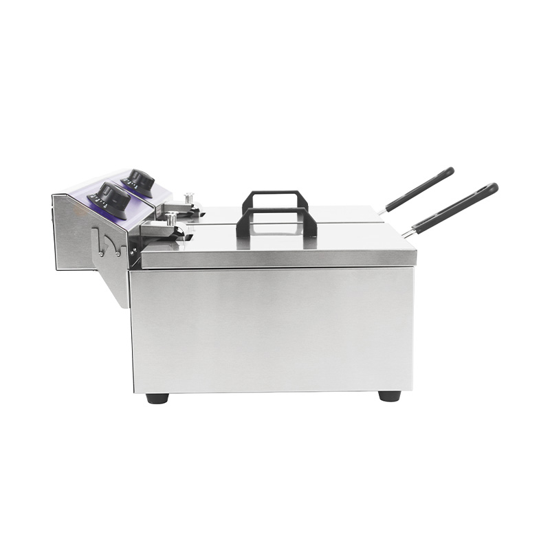 Blue Panel Stainless Steel Electric Commercial Countertop Deep Fryer with Double Basket