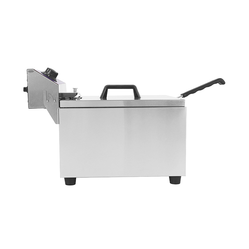Blue Panel Stainless Steel Electric Commercial Countertop Deep Fryer with Single Basket