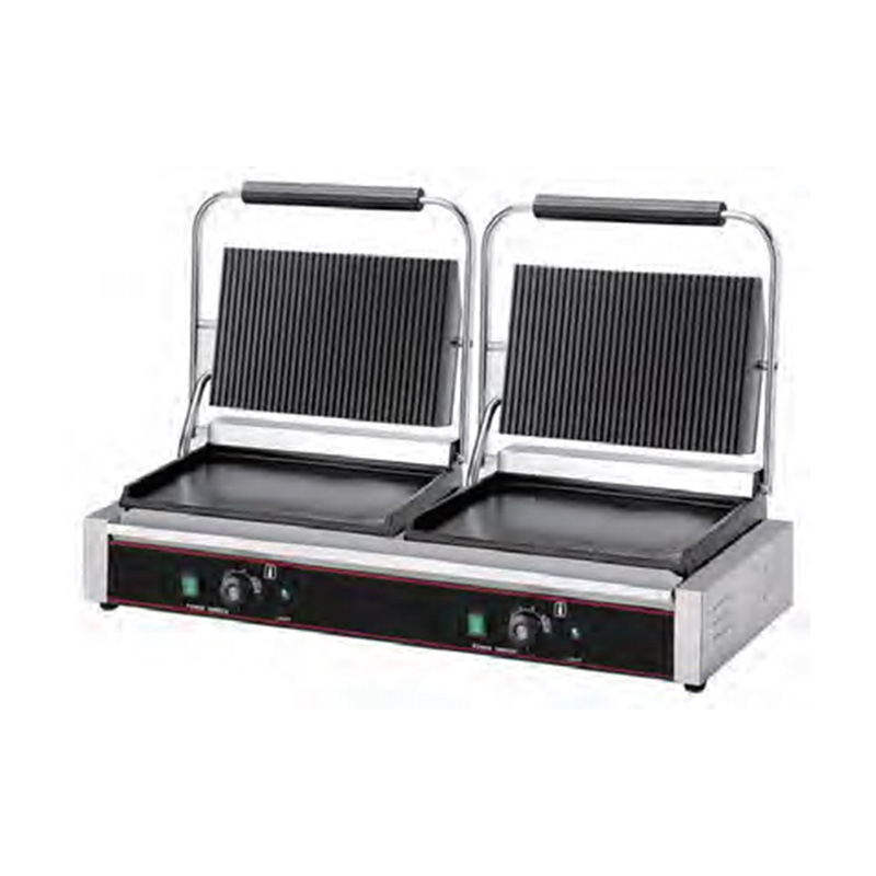 Stainless Steel Commercial Electric Double Plates Panini Grill Kitchen Machine