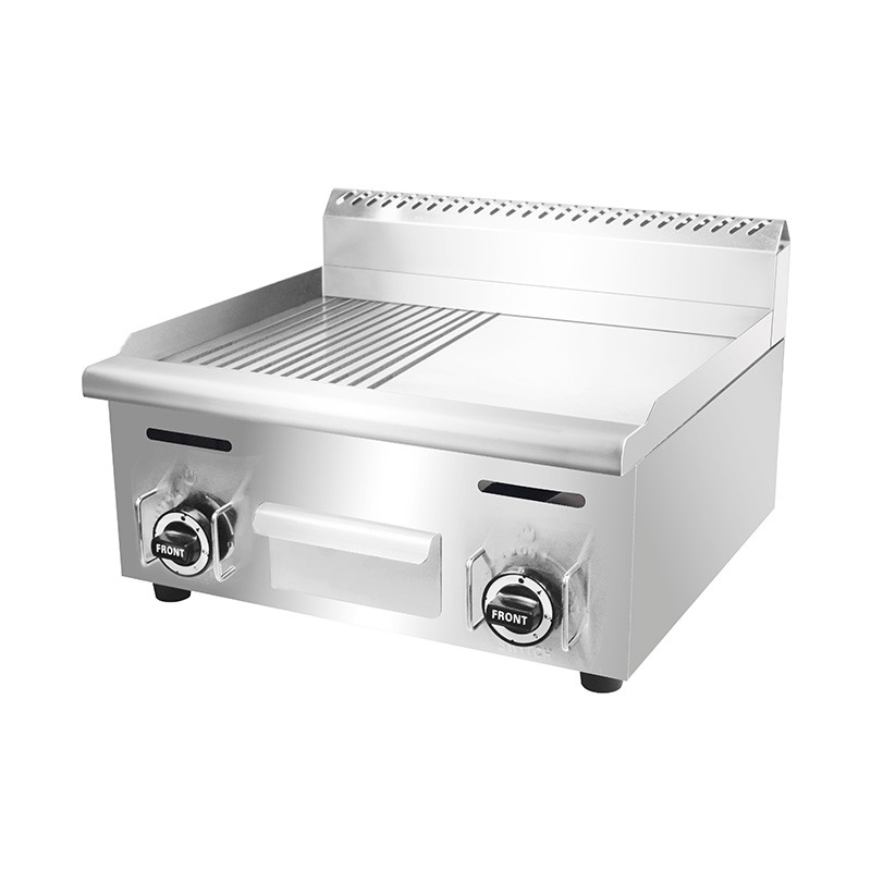 Half Smooth Half Groove Plate Pattern Stainless Steel Natural Gas/LPG Commercial Griddle
