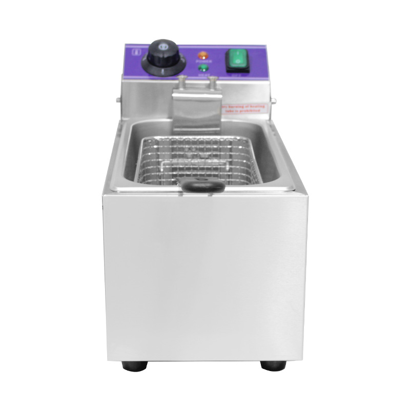 Blue Panel Stainless Steel Electric Commercial Countertop Deep Fryer with Single Basket