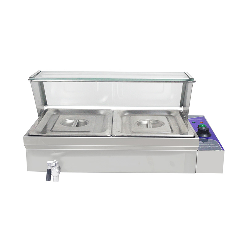 Stainless Steel Commercial Electric Bain Marie Machine With Tempered Glass Sneeze Guard
