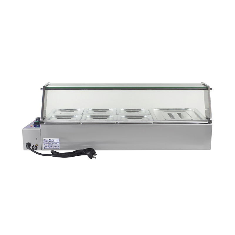 Stainless Steel Commercial Electric Bain Marie Machine With Tempered Glass Sneeze Guard