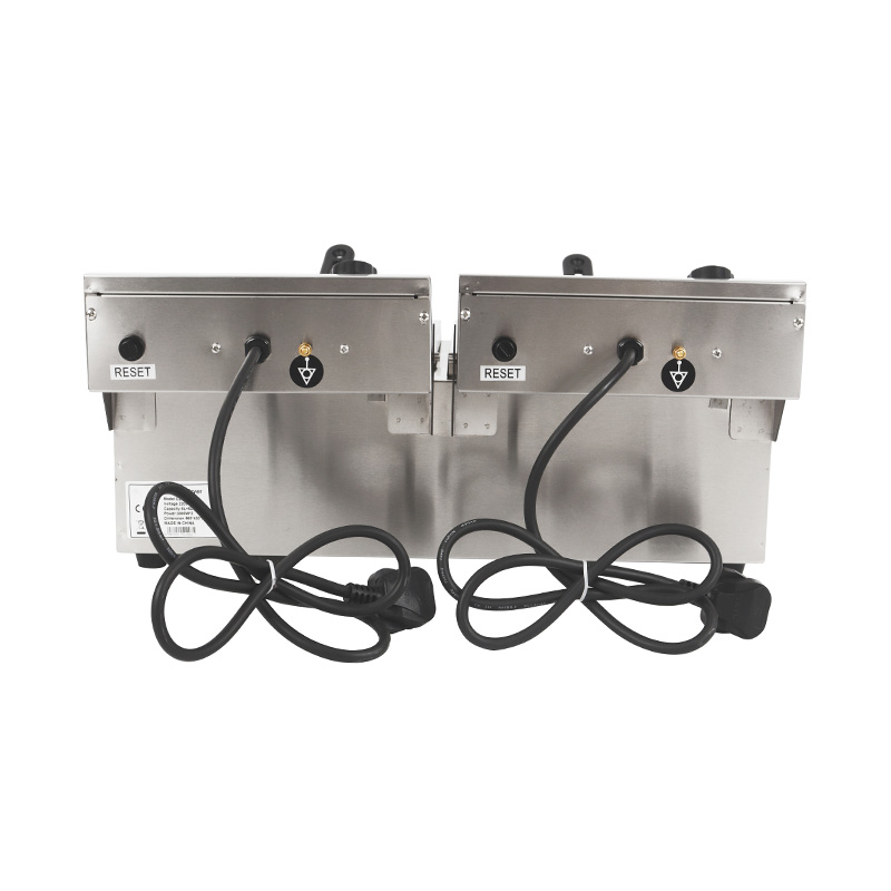 Blue Panel Stainless Steel Electric Commercial Countertop Deep Fryer with Double Basket