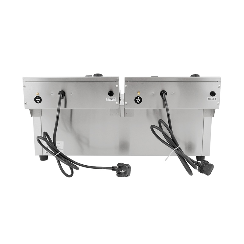 Blue Panel Stainless Steel Electric Commercial Countertop Deep Fryer with Double Basket