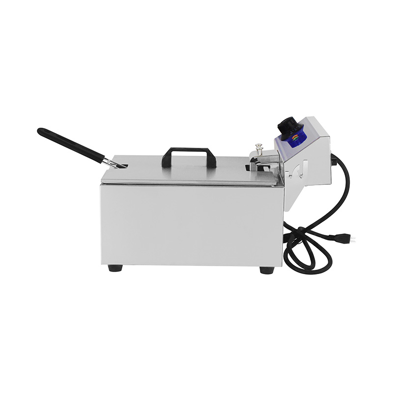 Blue Panel Stainless Steel Electric Commercial Countertop Deep Fryer with Single Basket