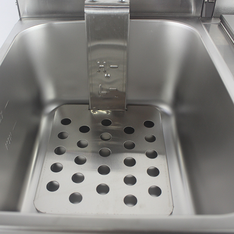 Blue Panel Stainless Steel Electric Commercial Countertop Deep Fryer with Double Basket