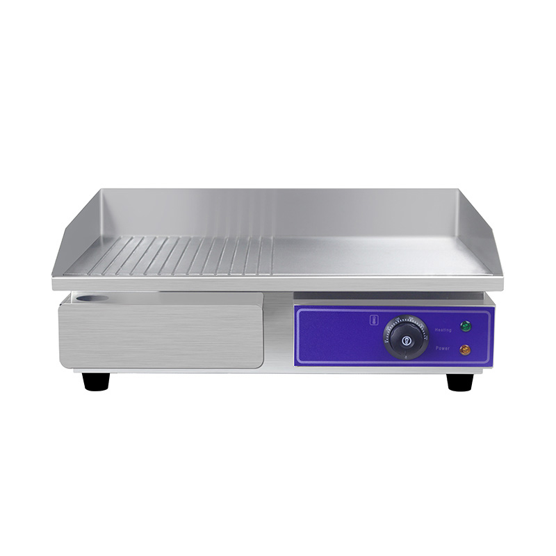 Half Smooth Half Groove Plate Pattern Stainless Steel Commercial Kitchen Countertop Electric Griddle