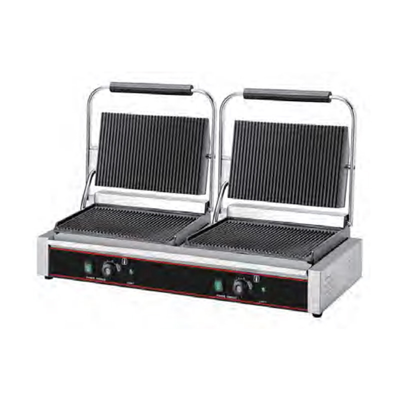 Stainless Steel Commercial Electric Double Plates Panini Grill Kitchen Machine