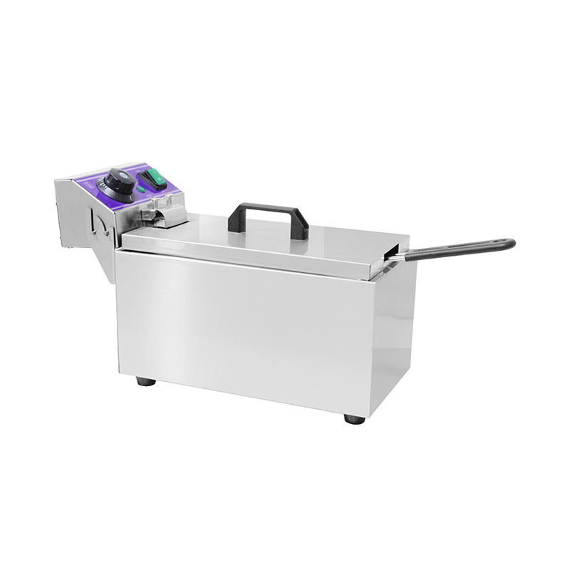 Blue Panel Stainless Steel Electric Commercial Countertop Deep Fryer with Single Basket