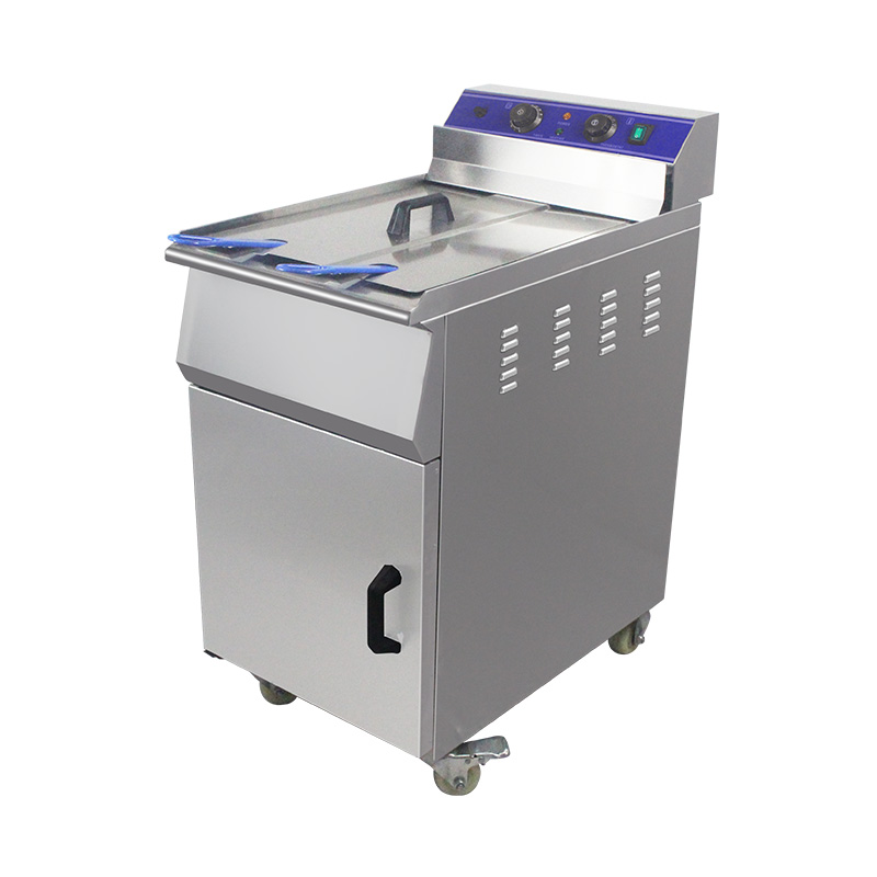 Stainless Steel Electric Commercial Standing Deep Fryer With Cabinet