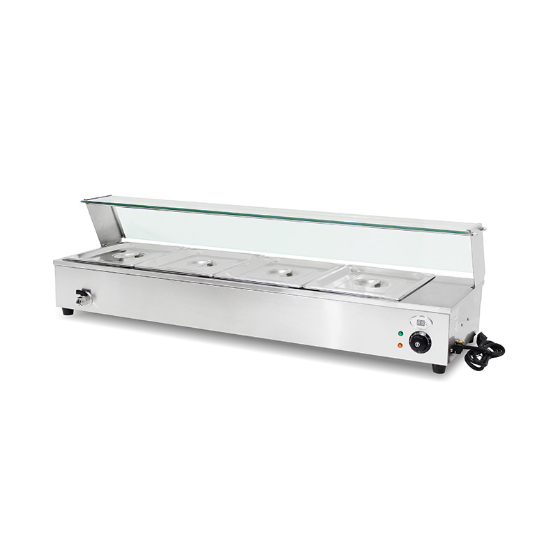 Stainless Steel Commercial Insulated Bain Marie With Tempered Glass Sneeze Guard