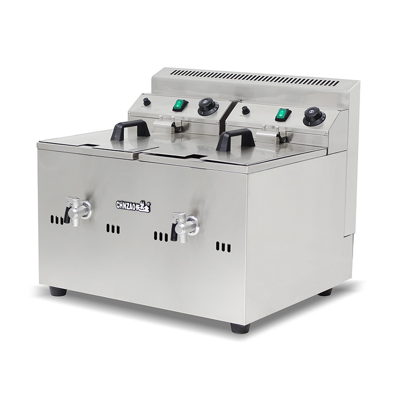 Stainless Steel Natural Gas/LPG Commercial Countertop Deep Fryer with Valve