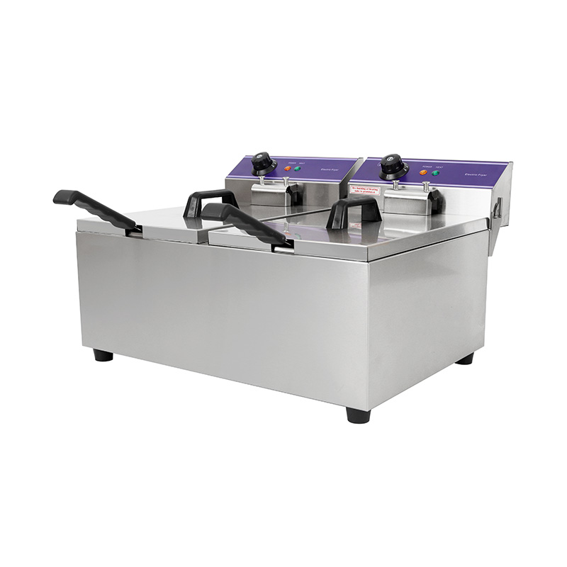 Blue Panel Stainless Steel Electric Commercial Countertop Deep Fryer with Double Basket