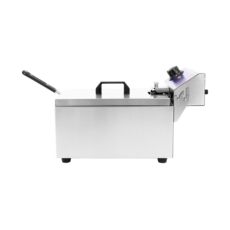 Blue Panel Stainless Steel Electric Commercial Countertop Deep Fryer with Single Basket