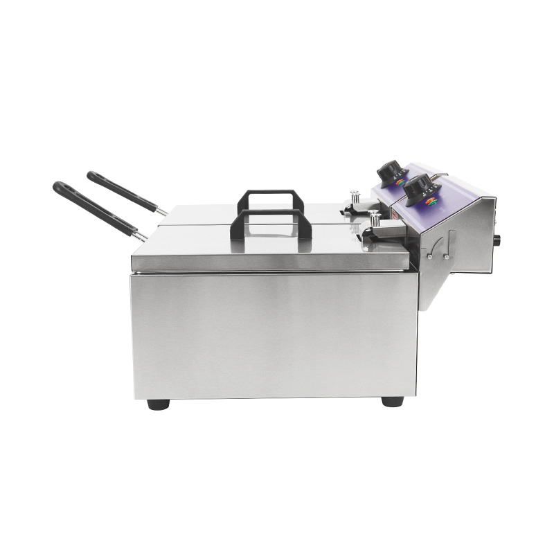 Blue Panel Stainless Steel Electric Commercial Countertop Deep Fryer with Double Basket
