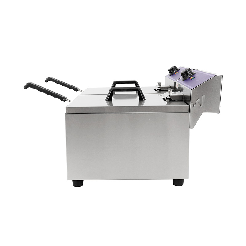 Blue Panel Stainless Steel Electric Commercial Countertop Deep Fryer with Double Basket