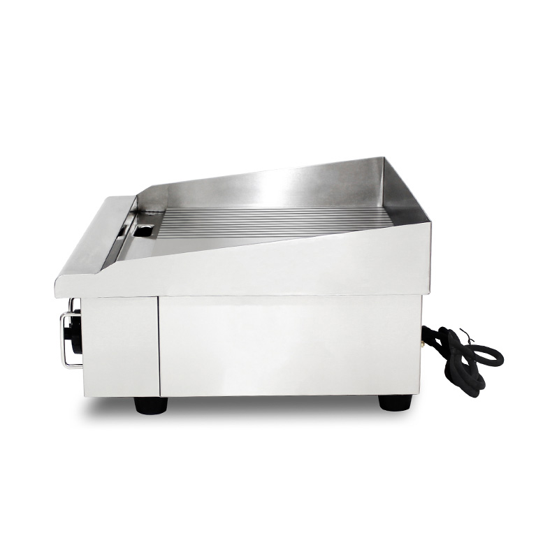 Half Smooth Half Groove Plate Pattern Stainless Steel Commercial Kitchen Countertop Electric Griddle
