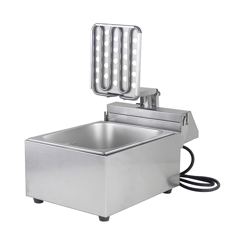 Blue Panel Stainless Steel Electric Commercial Countertop Deep Fryer with Single Basket