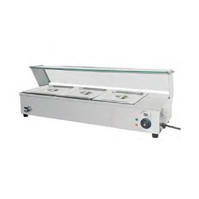 Stainless Steel Commercial Insulated Bain Marie With Tempered Glass Sneeze Guard