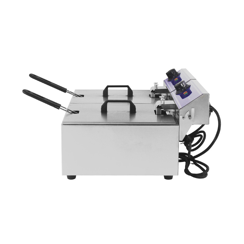 Blue Panel Stainless Steel Electric Commercial Countertop Deep Fryer with Double Basket