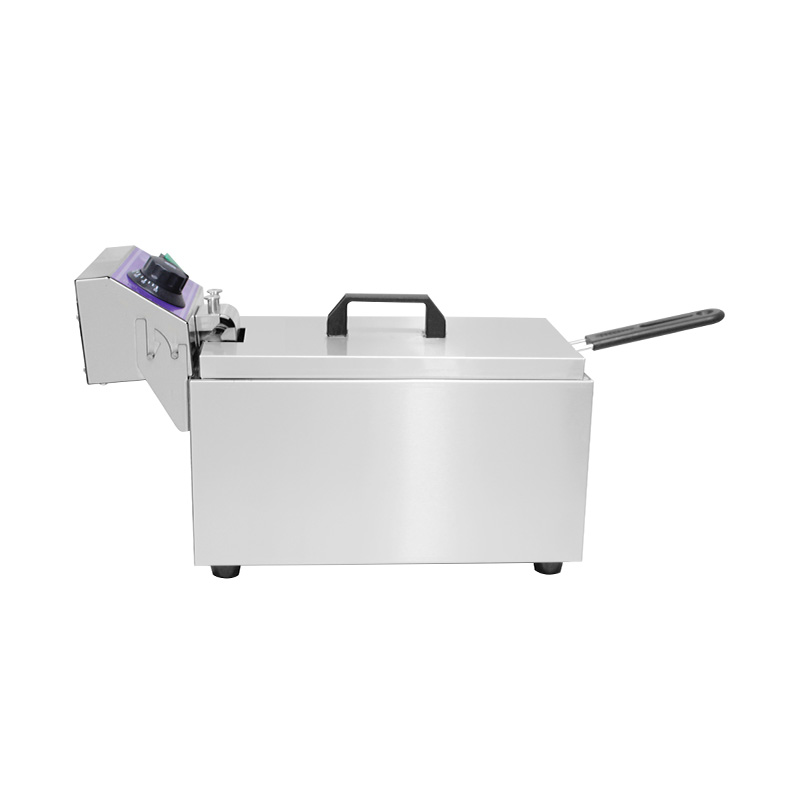 Blue Panel Stainless Steel Electric Commercial Countertop Deep Fryer with Single Basket