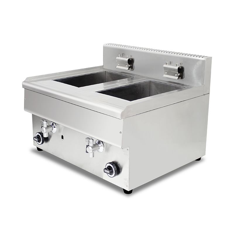 Stainless Steel Natural Gas/LPG Commercial Countertop Deep Fryer with Valve