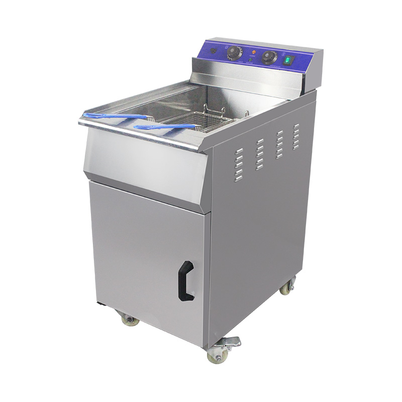 Stainless Steel Electric Commercial Standing Deep Fryer With Cabinet