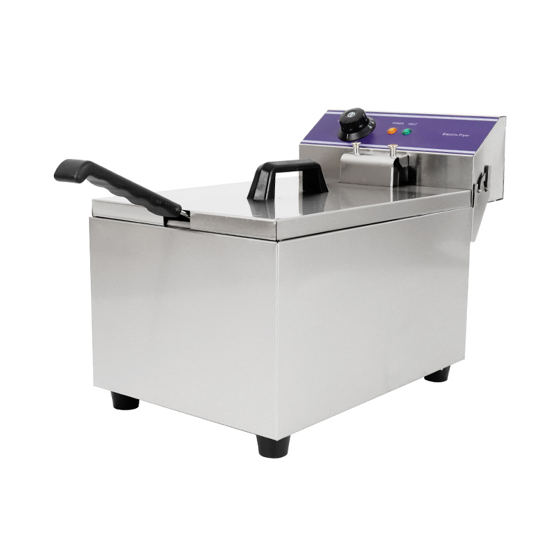 Blue Panel Stainless Steel Electric Commercial Countertop Deep Fryer with Single Basket