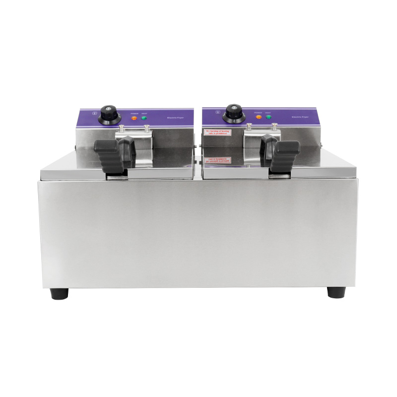 Blue Panel Stainless Steel Electric Commercial Countertop Deep Fryer with Double Basket