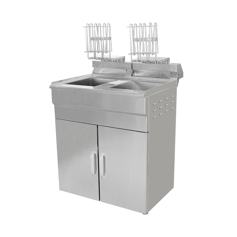 Stainless Steel Electric Commercial Standing Deep Fryer With Cabinet