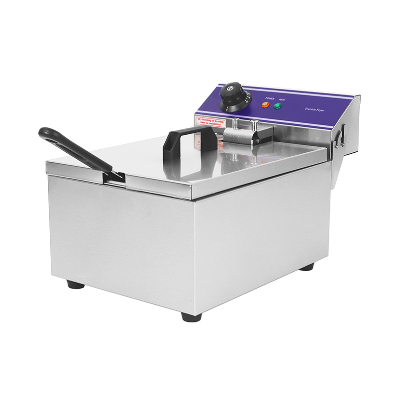 Blue Panel Stainless Steel Electric Commercial Countertop Deep Fryer with Single Basket