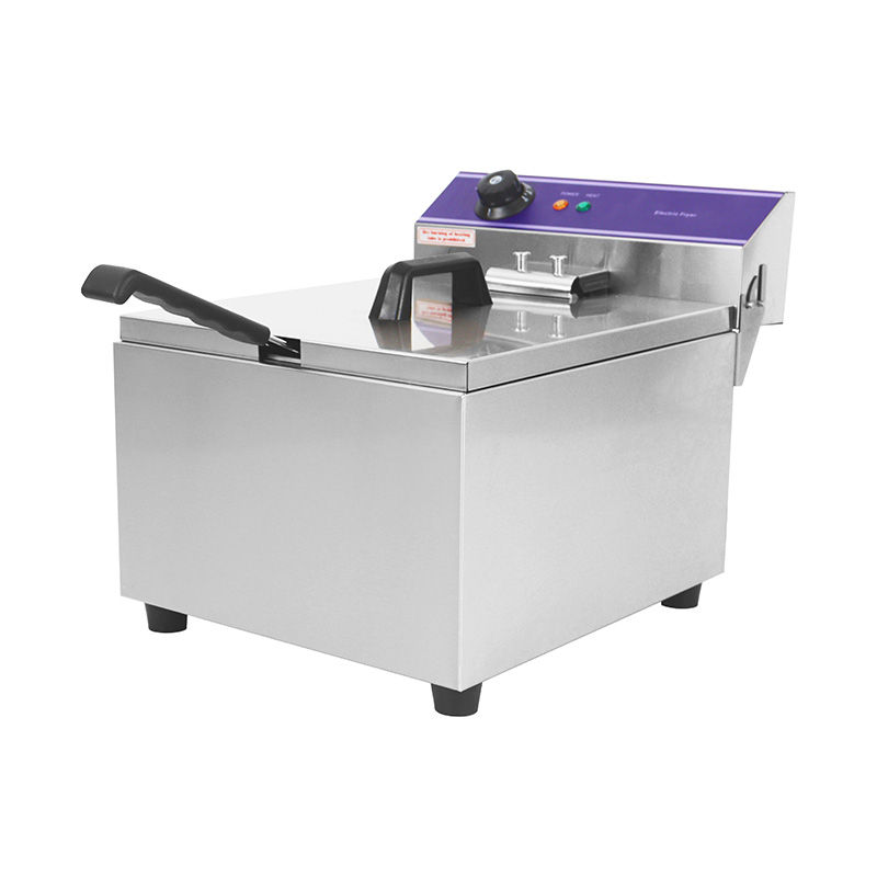 Blue Panel Stainless Steel Electric Commercial Countertop Deep Fryer with Single Basket