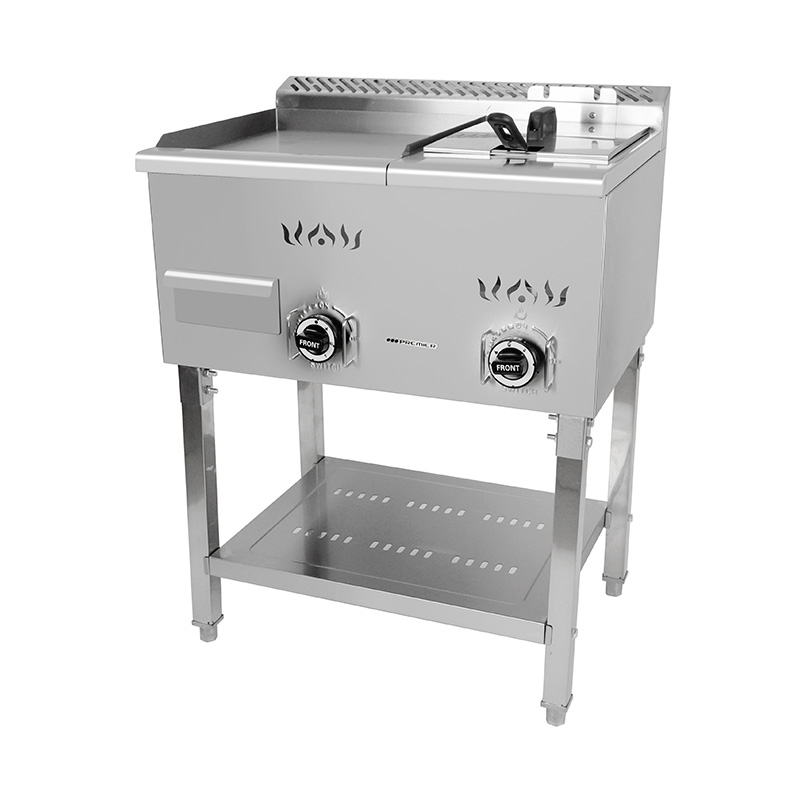 Flat Plate Pattern Stainless Steel Natural Gas/LPG Standing Griddle and Fryer