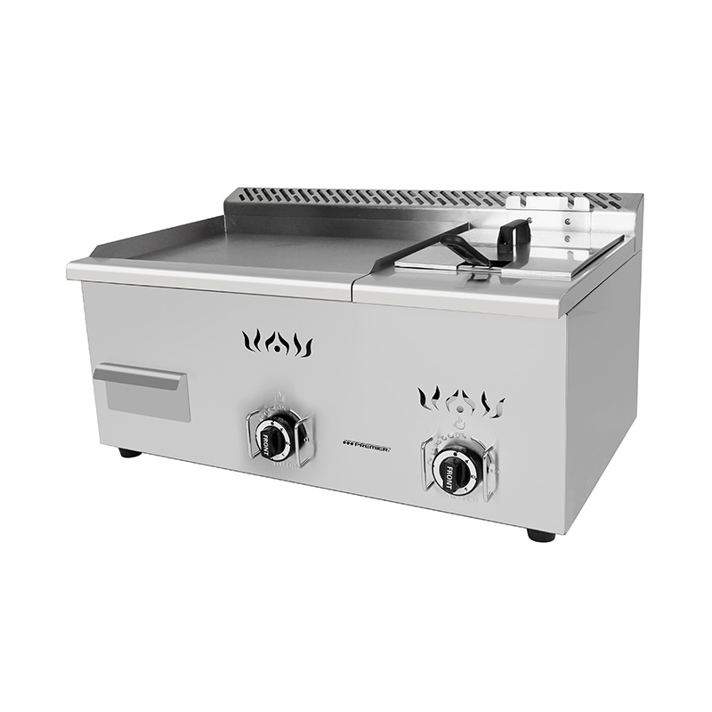 Stainless Steel Natural Gas/LPG Commercial Kitchen Countertop Griddle with Fryer