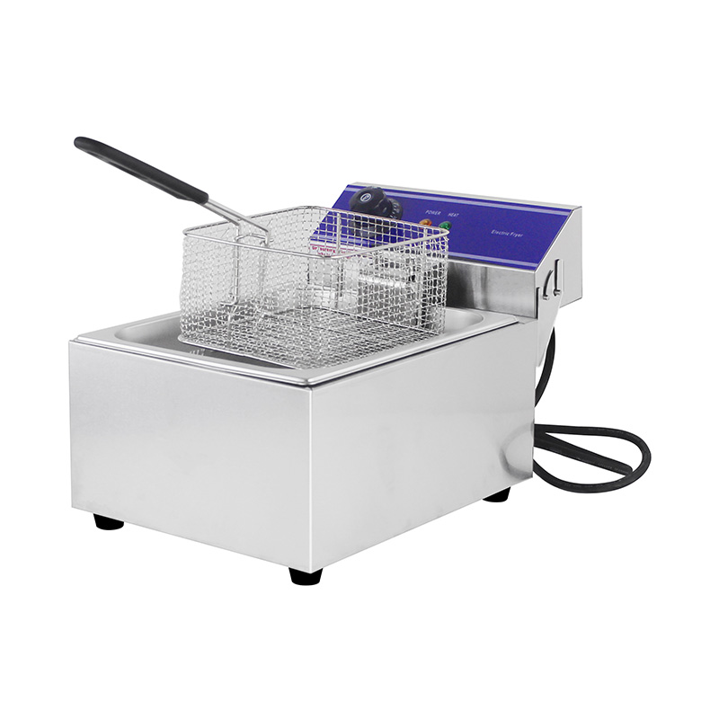 Blue Panel Stainless Steel Electric Commercial Countertop Deep Fryer with Single Basket