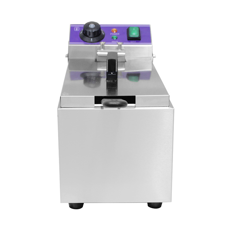 Blue Panel Stainless Steel Electric Commercial Countertop Deep Fryer with Single Basket