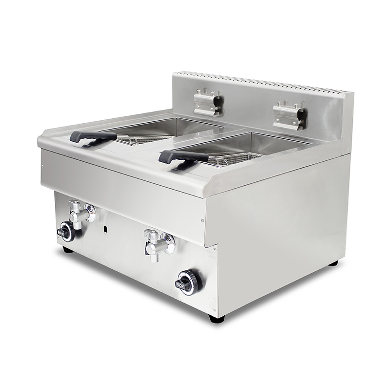 Stainless Steel Natural Gas/LPG Commercial Countertop Deep Fryer with Valve