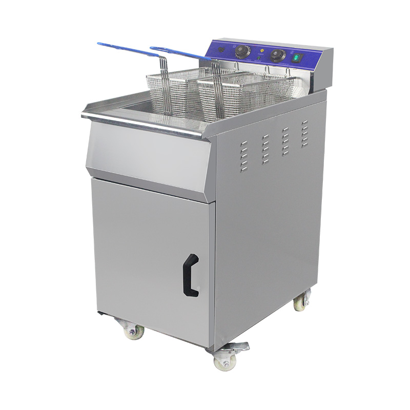 Stainless Steel Electric Commercial Standing Deep Fryer With Cabinet