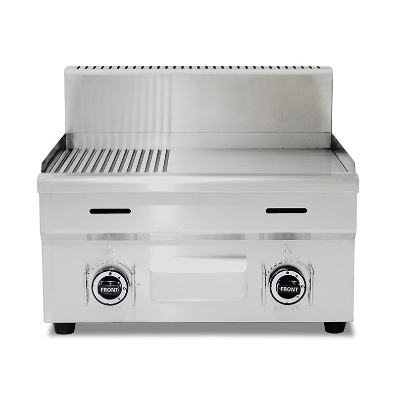 Half Smooth Half Groove Plate Pattern Stainless Steel Natural Gas/LPG Commercial Griddle