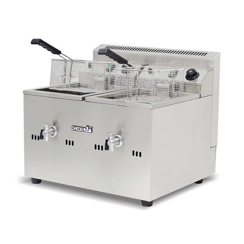 Stainless Steel Natural Gas/LPG Commercial Countertop Deep Fryer with Valve